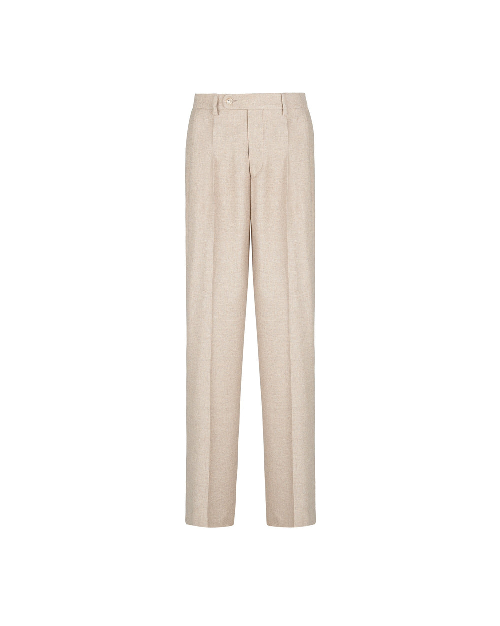 stretch wool blend twill double pleated trousers