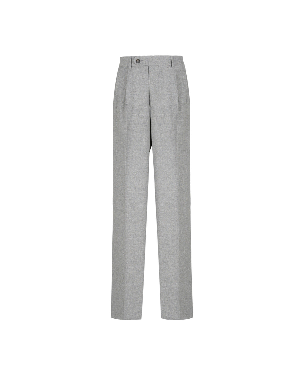 stretch wool blend twill double pleated trousers