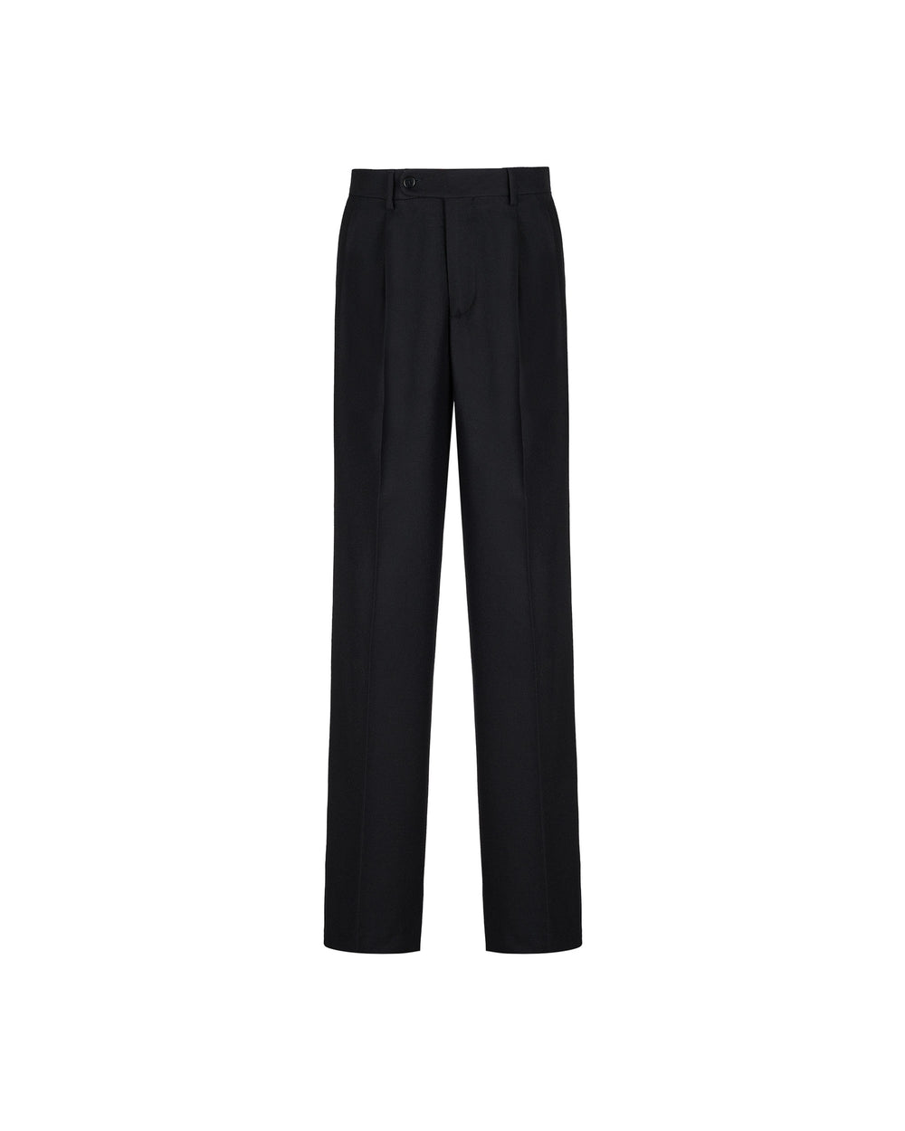 stretch wool blend twill double pleated trousers