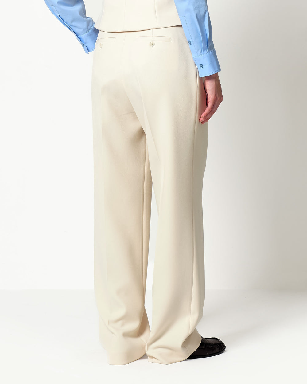 stretch viscosepoly double pleated trousers