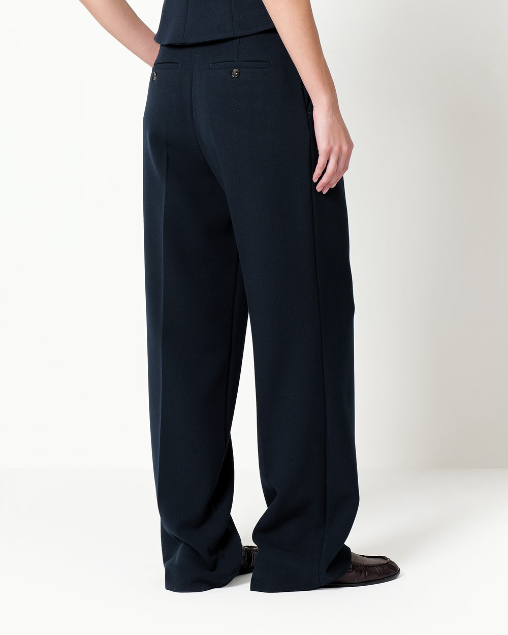 stretch viscosepoly double pleated trousers