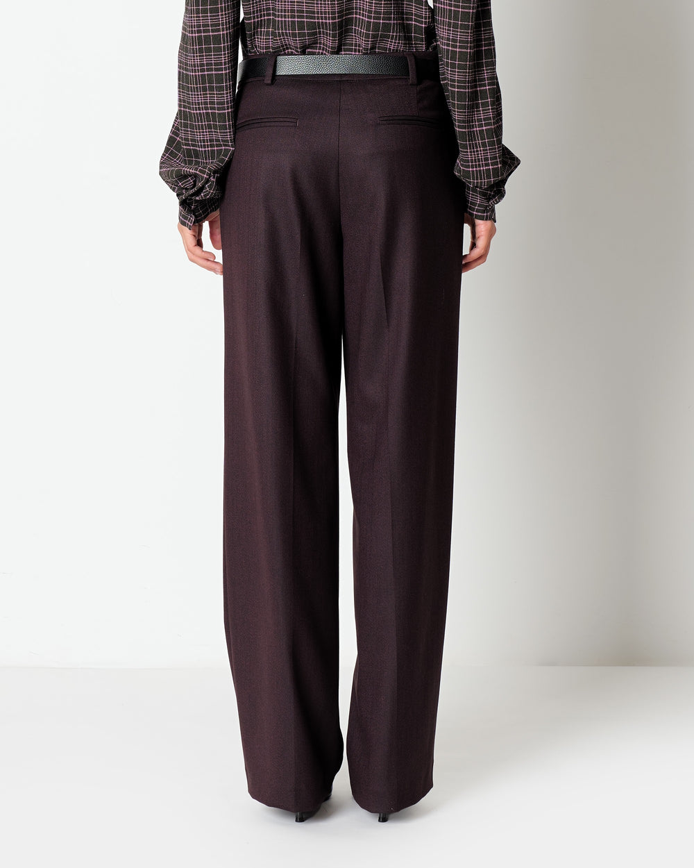 red micro chevron straight trousers