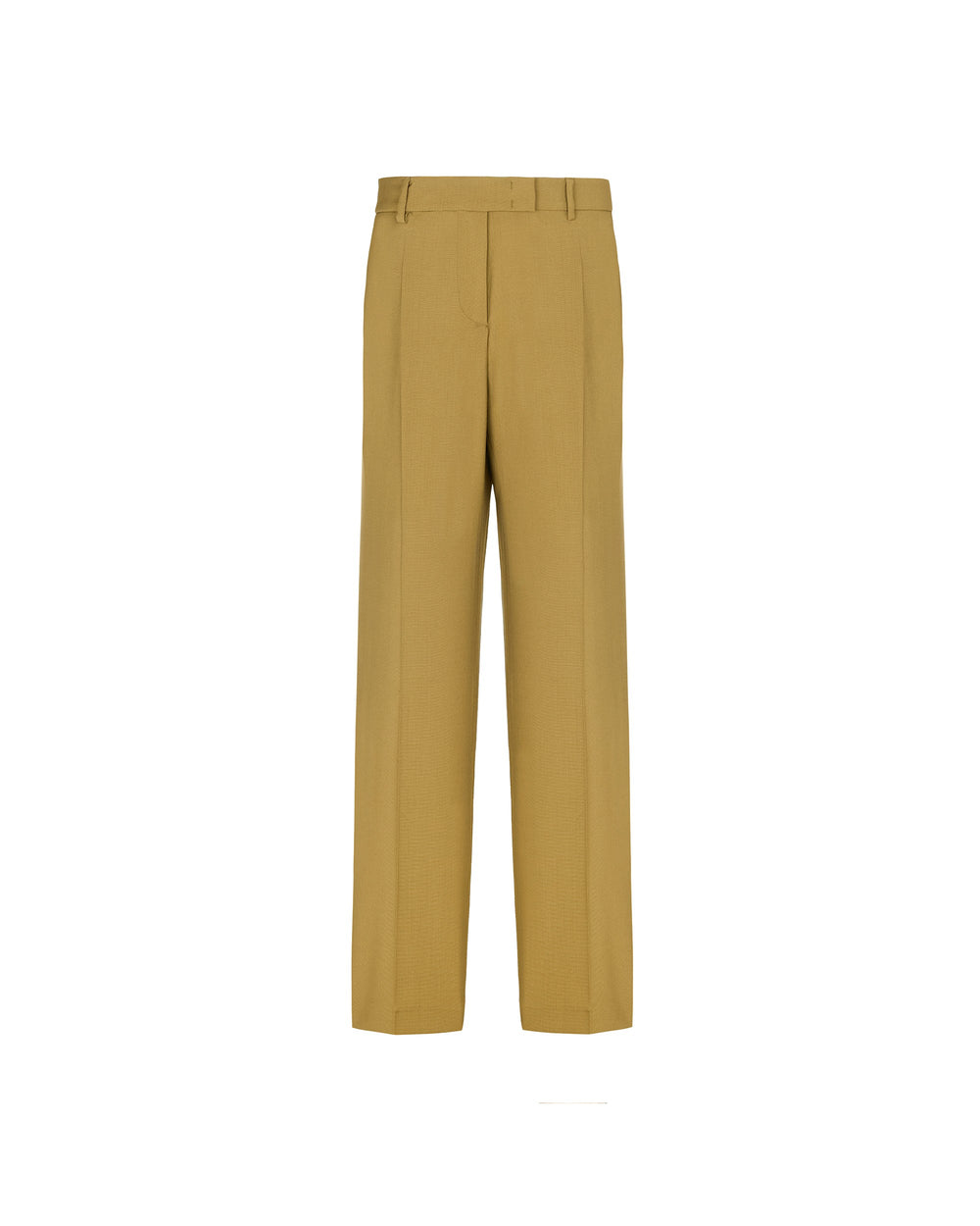 green stretch wool straight trousers