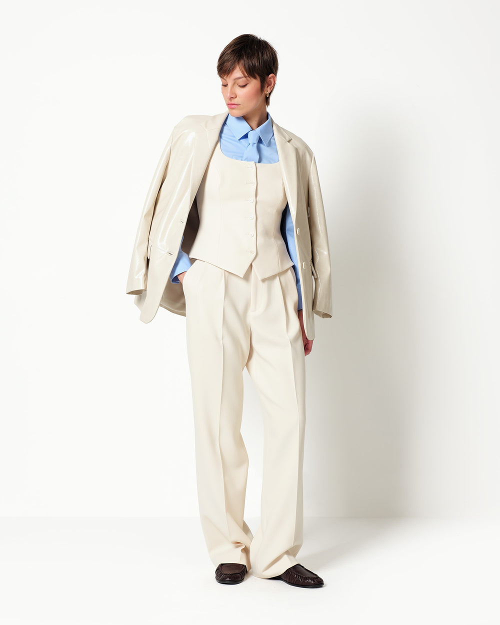 stretch poly viscose waistcoat