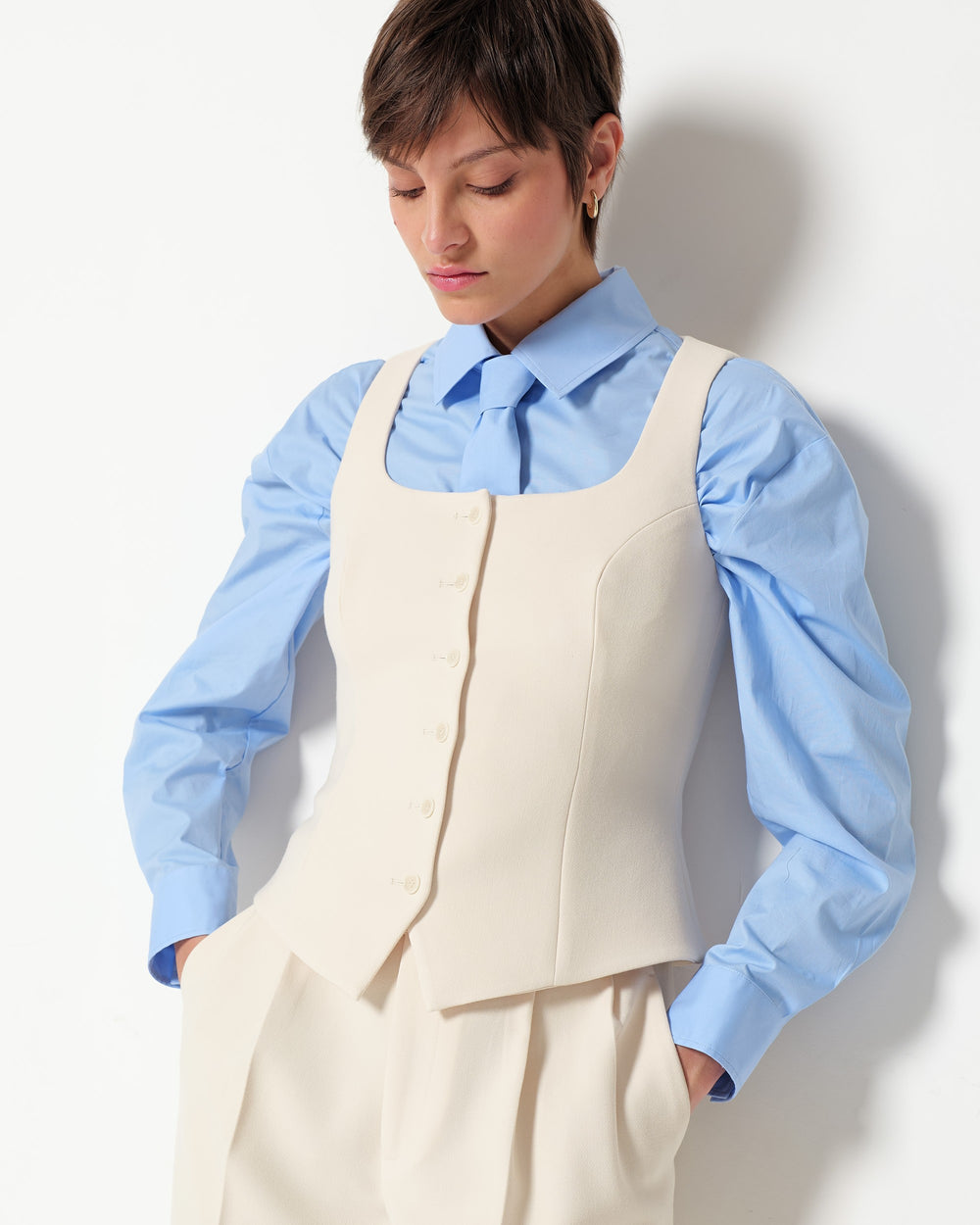 stretch poly viscose waistcoat