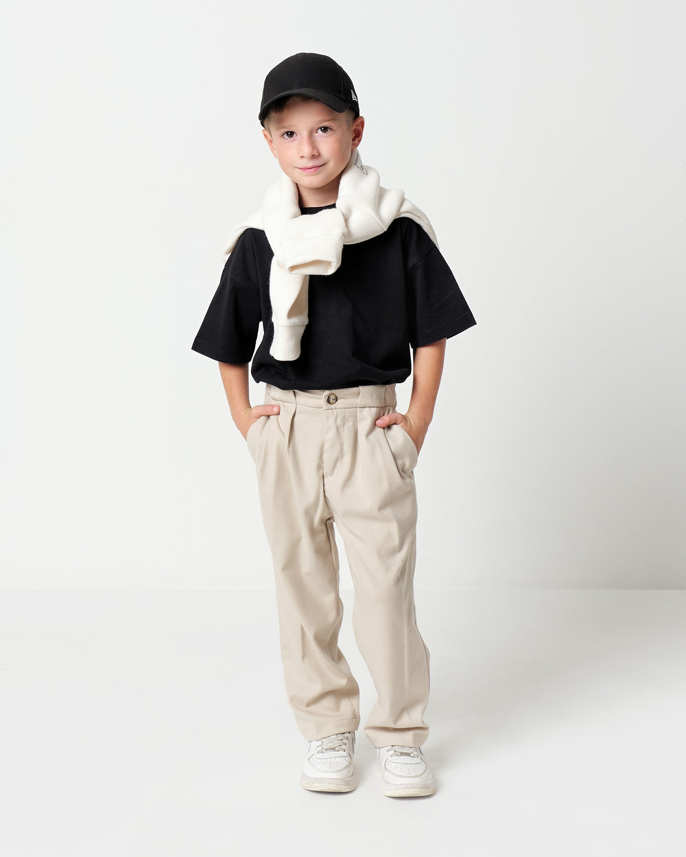 boys` trousers with double pleats