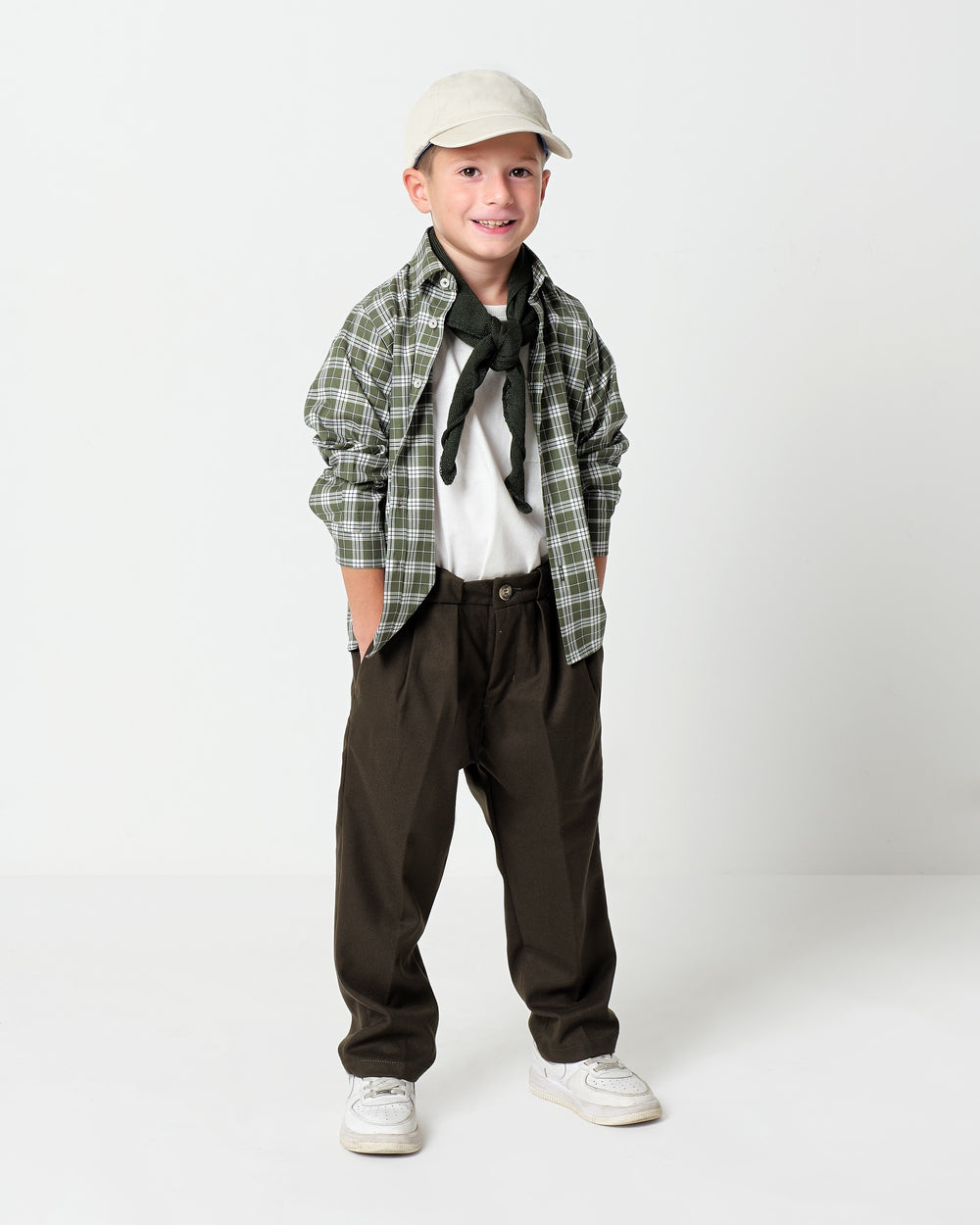 boys` trousers with double pleats