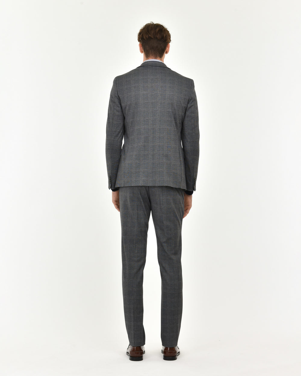 gray wales suit in stretch viscose blend jersey