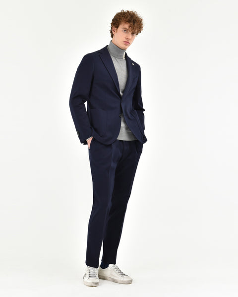 blue milan stitch slim suit viscose blend stretch