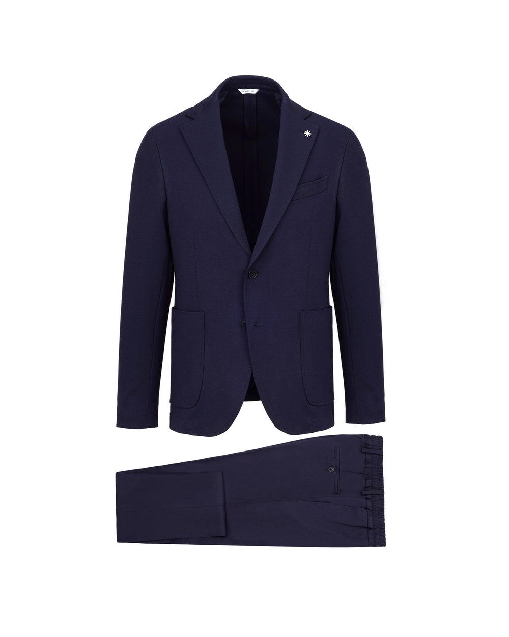 blue milan stitch slim suit viscose blend stretch