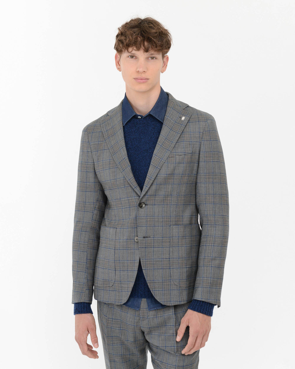 gray wales slim suit in stretch wool