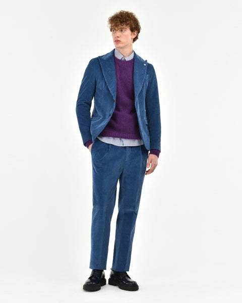 light blue stretch corduroy over suit