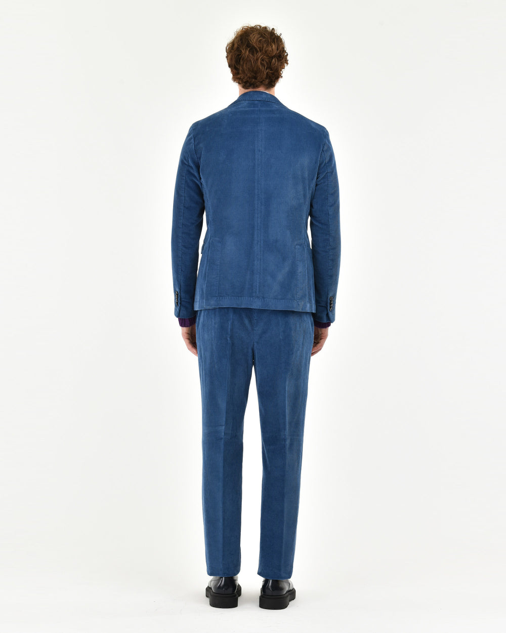 light blue stretch corduroy over suit