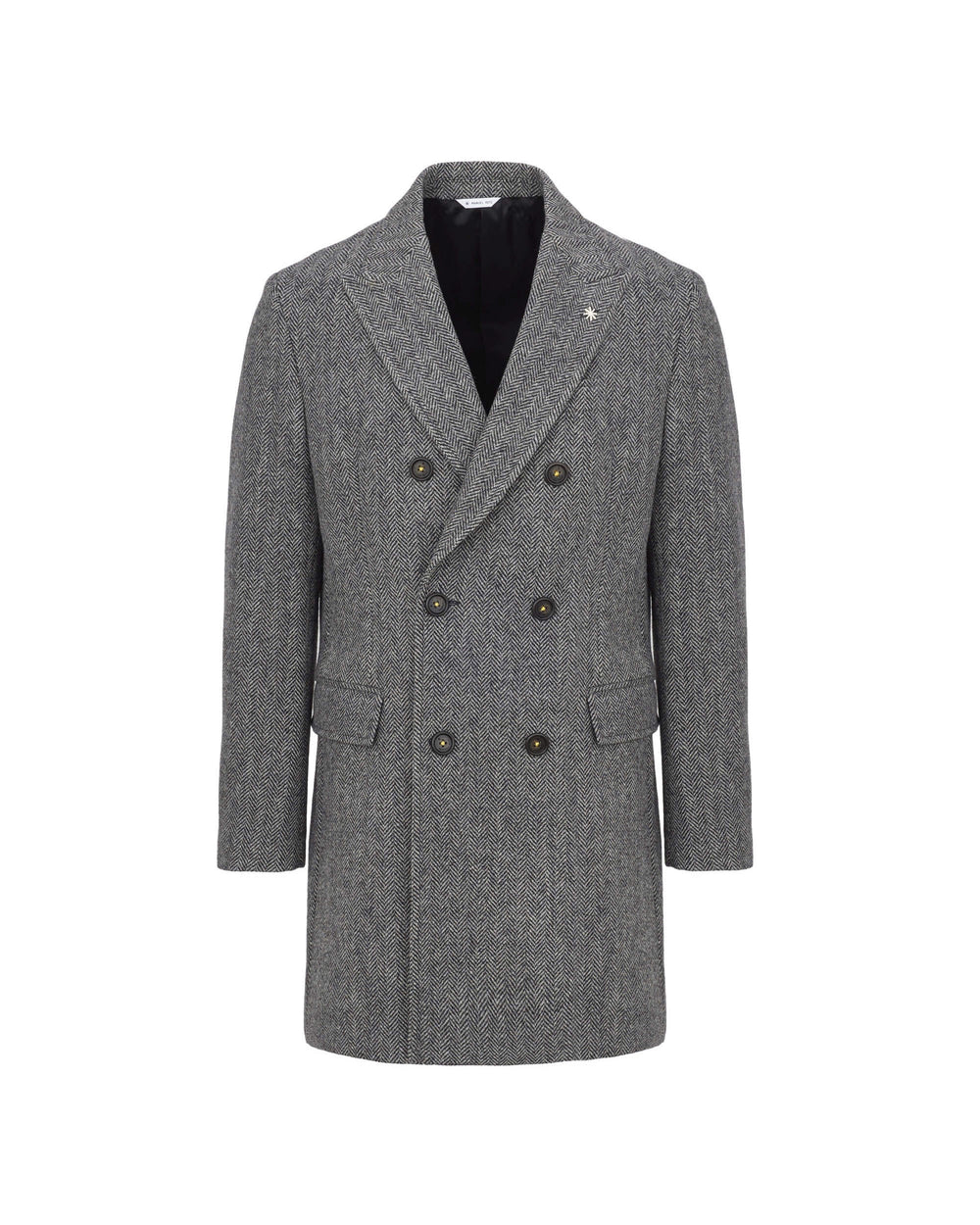 gray double-breasted coat chevron chest in pure wool