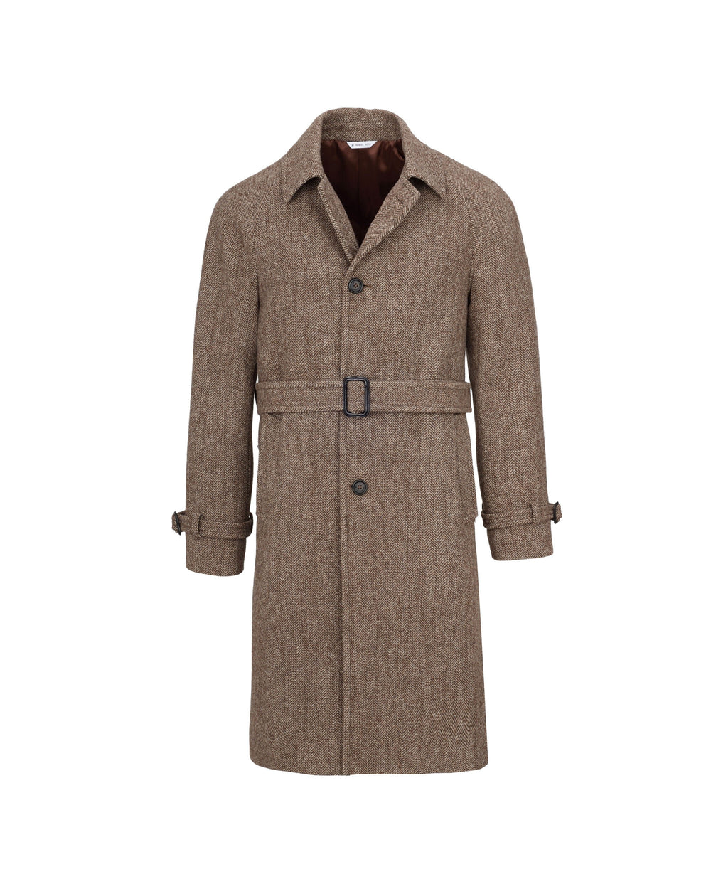 brown pure wool chevron coat