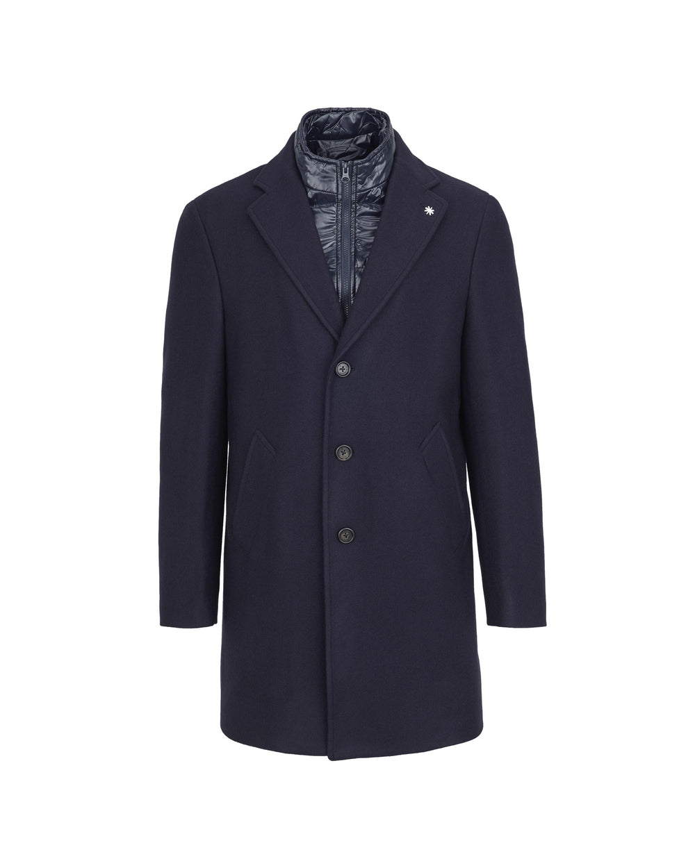 blue wool blend cloth slim coat