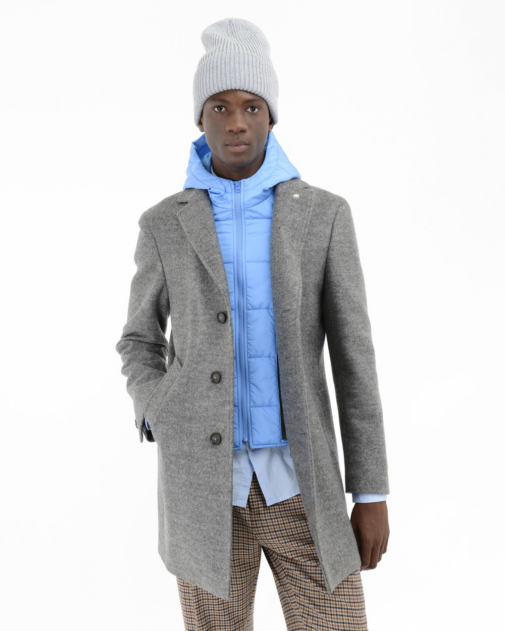 gray wool blend cloth slim coat
