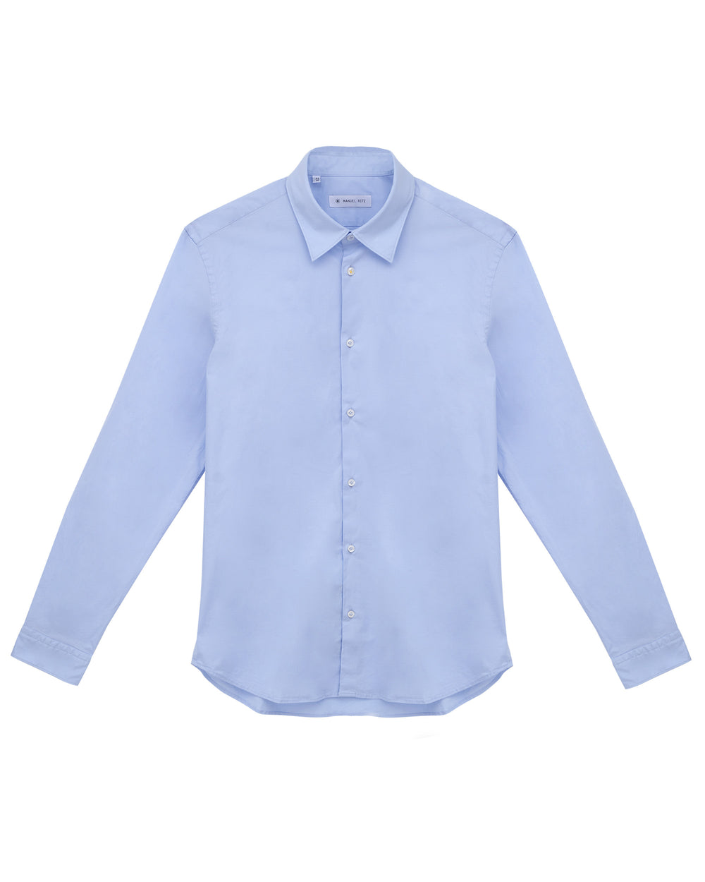 sky blue washed slim stretch cotton poplin shirt