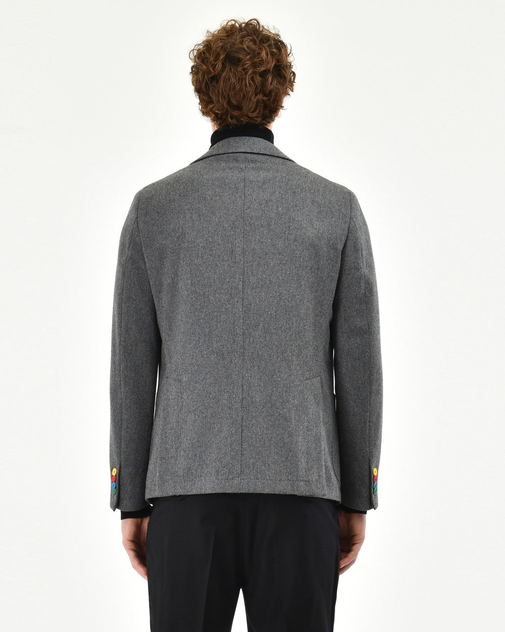 gray slim diagonal wool-blend blazer