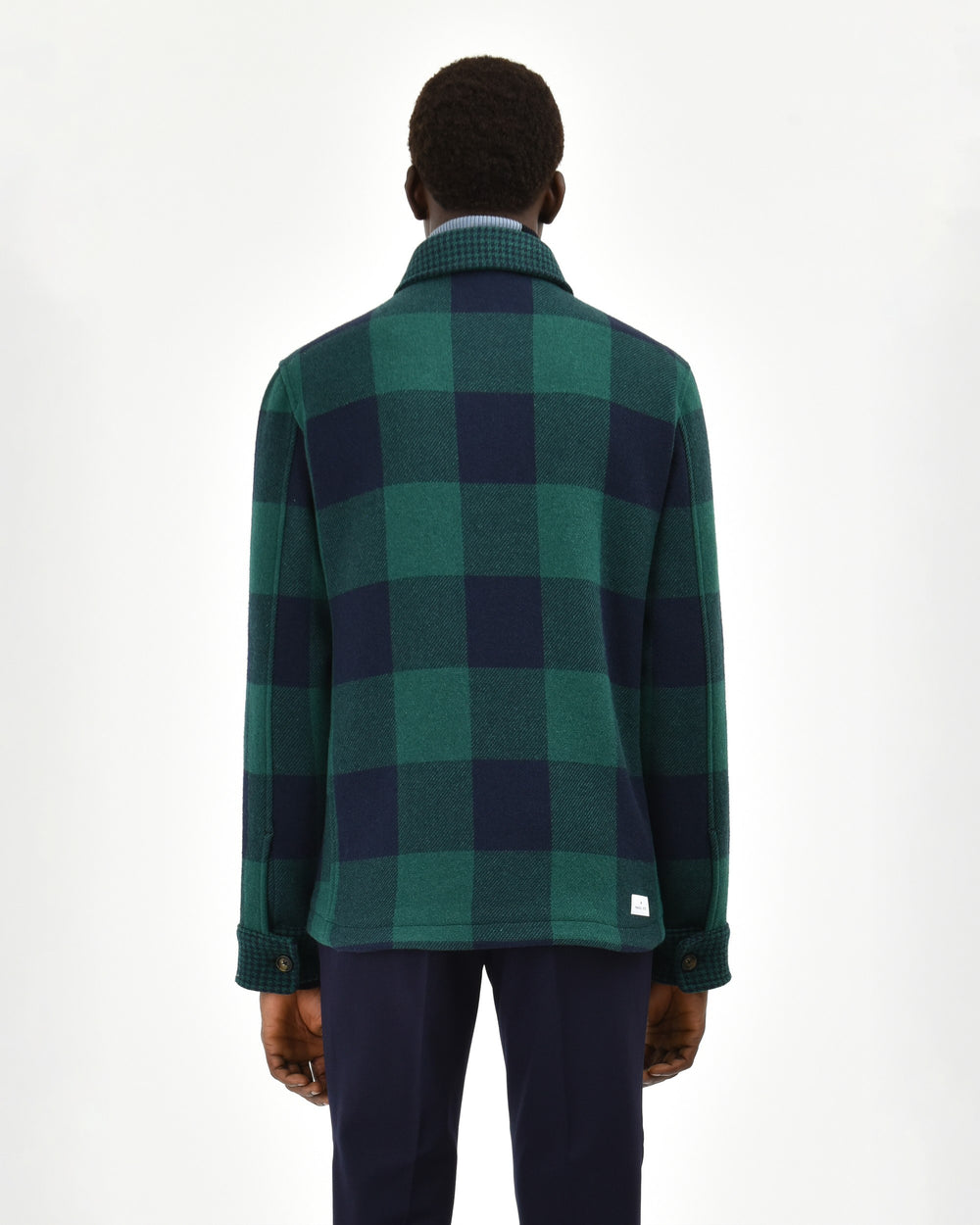 green double wool blend macro damier overshirt