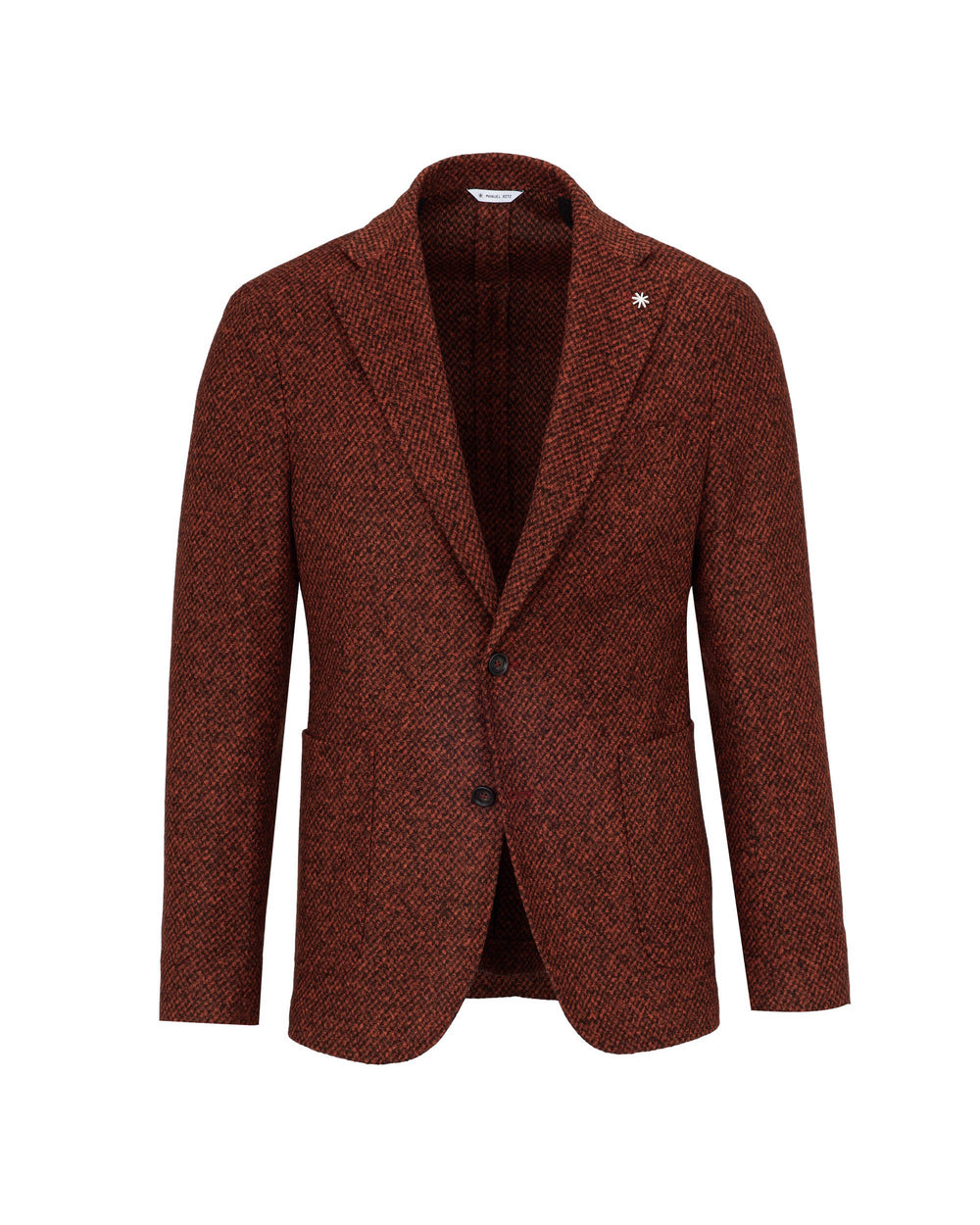 brown slim micro-patterned wool-blend jersey blazer