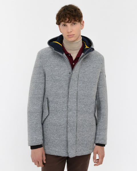 gray welsh slim parka in wool-blend jersey