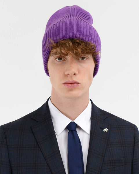 violet wool blend english rib cap