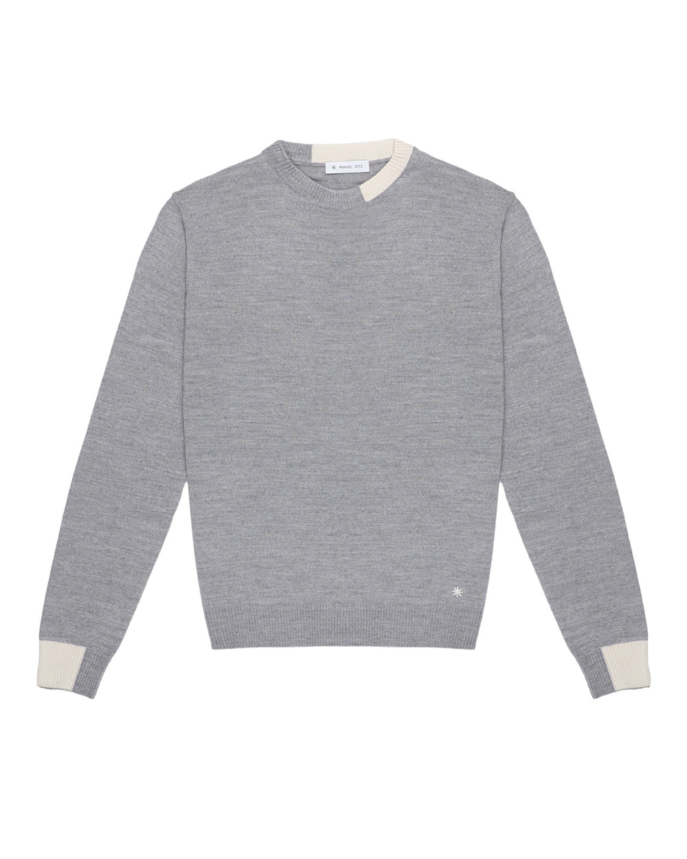 gray wool blend slim crew neck sweater