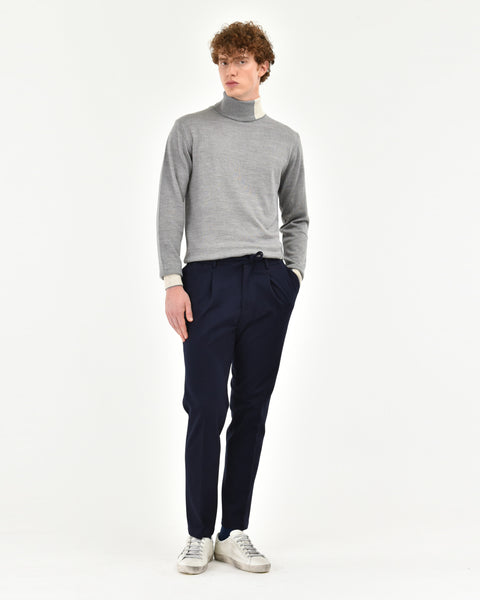gray wool blend shaved turtleneck with contrasts