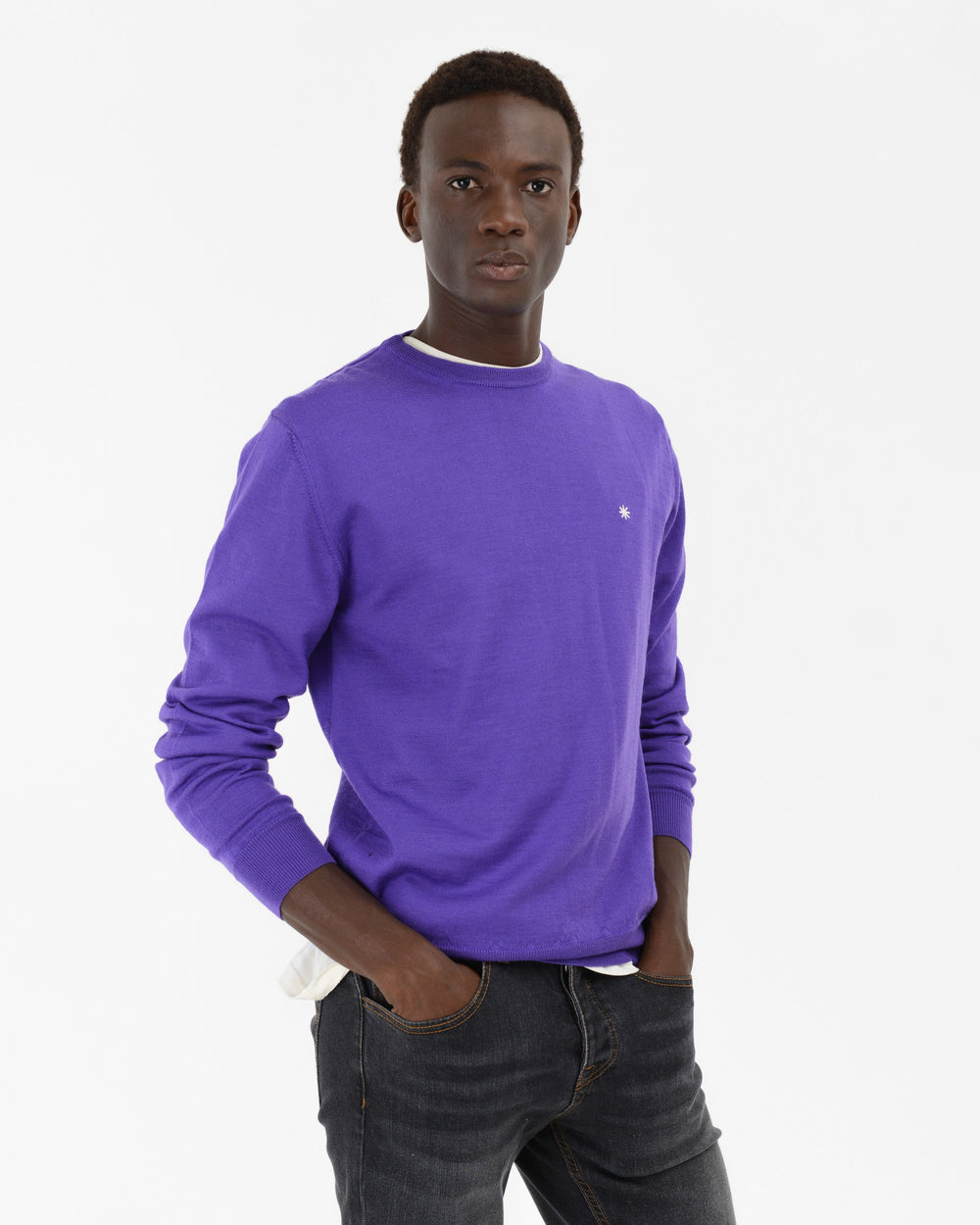 violet slim crewneck sweater pure wool