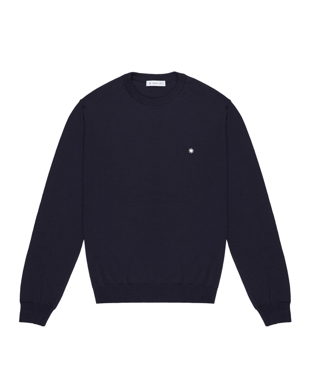 blue slim crewneck sweater pure wool
