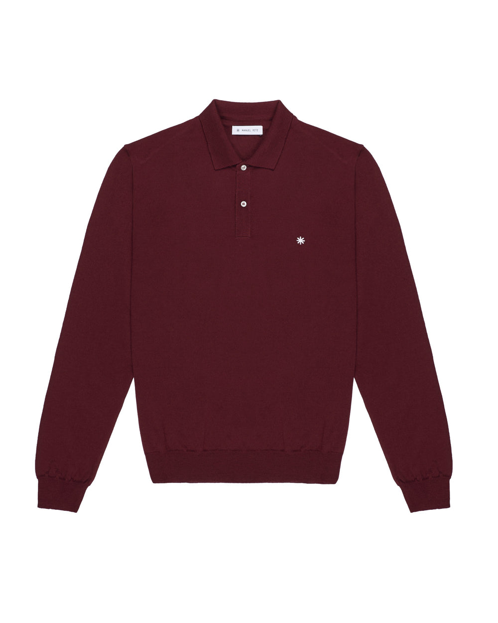 red long sleeve polo pure wool