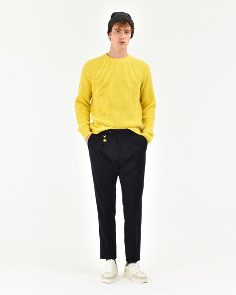 yellow english rib wool blend crewneck sweater