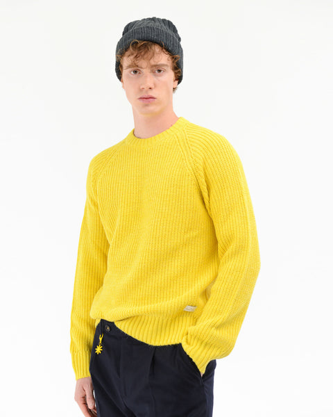 yellow english rib wool blend crewneck sweater