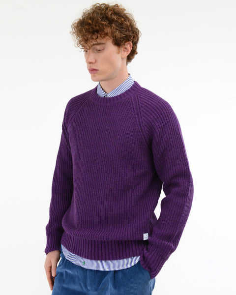 violet english rib wool blend crewneck sweater