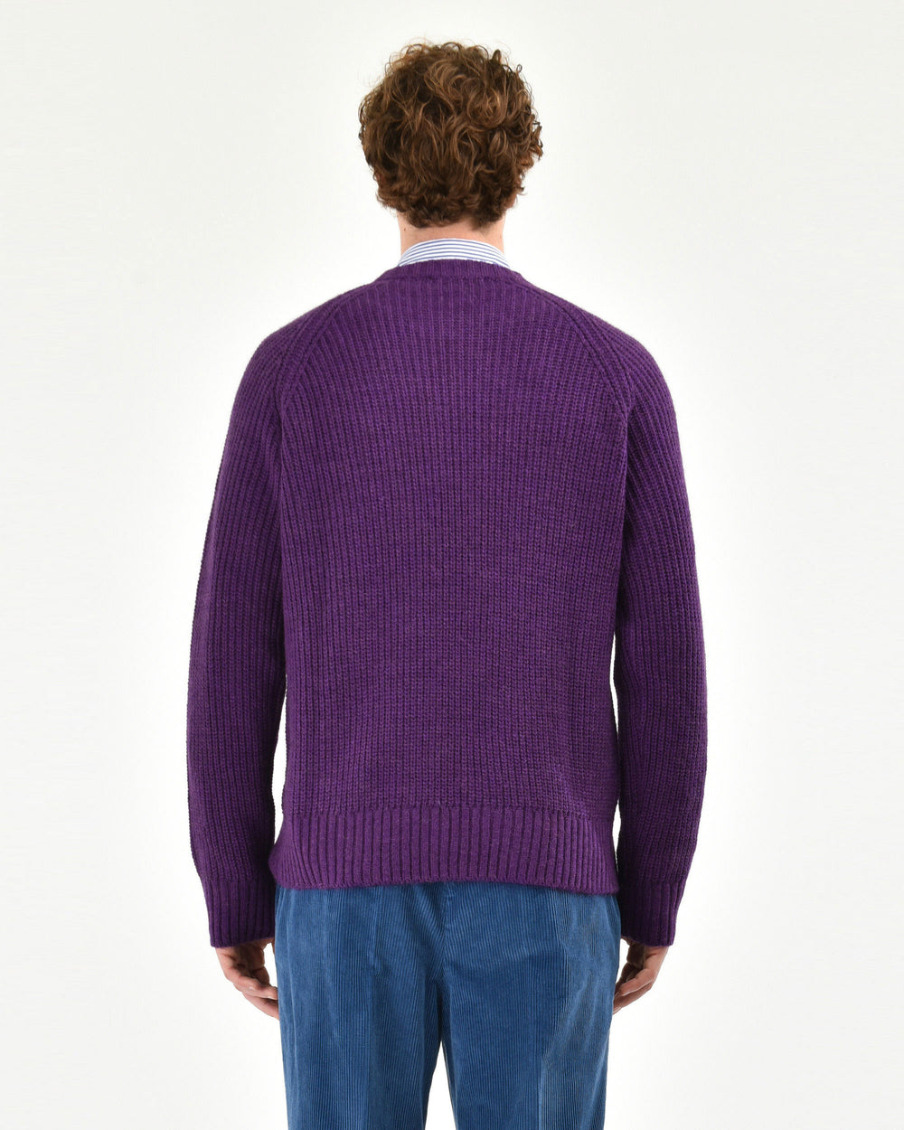 violet english rib wool blend crewneck sweater - Manuel Ritz Official