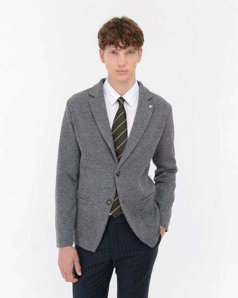 gray wool blend shaved slim knit jacket