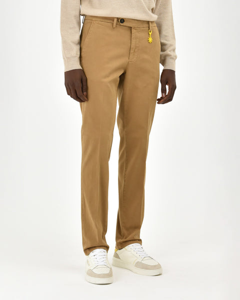 beige stretch cotton garmnet dyed pants slim fit