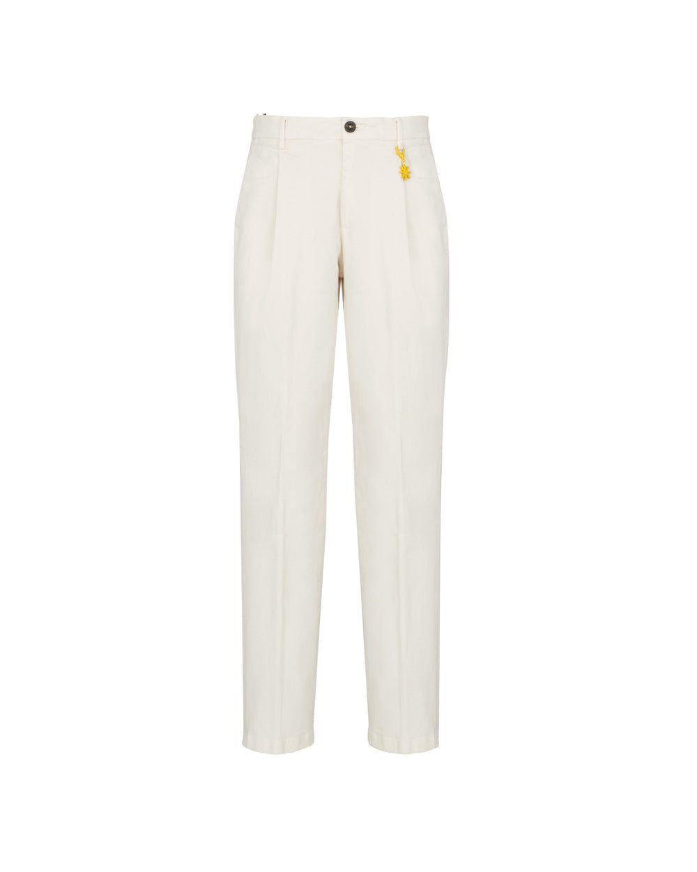 white stretch cotton garment dyed pinces pants slim fit
