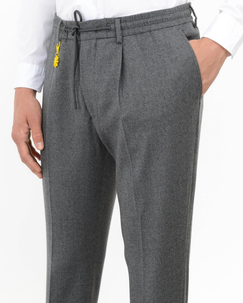 gray stretch wool flannel slim jogging pants