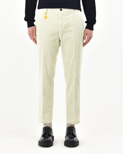 white slim garment dyed stretch cotton velvet pants