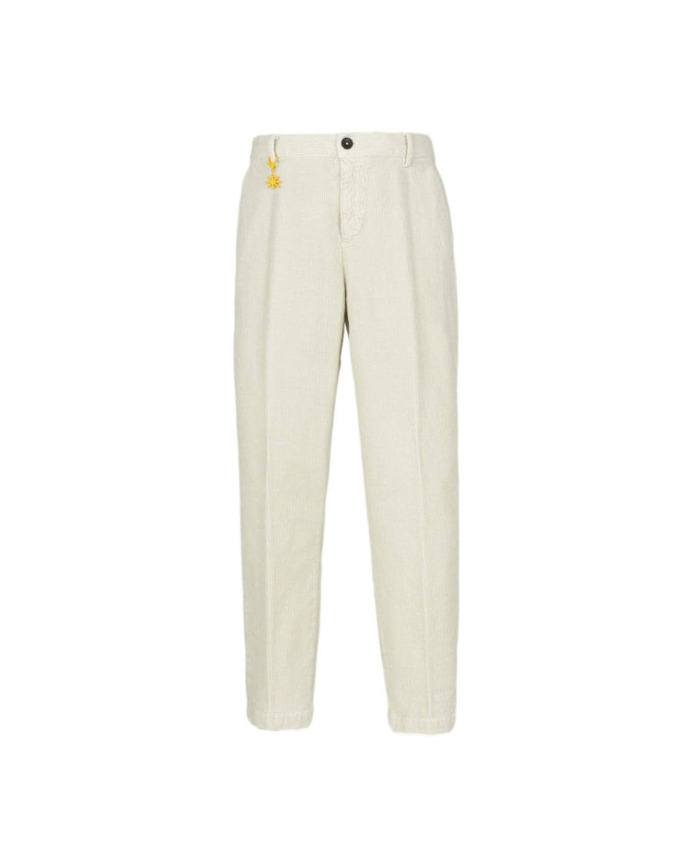 white slim garment dyed stretch cotton velvet pants