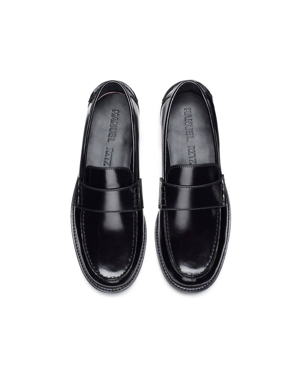 black leather loafer
