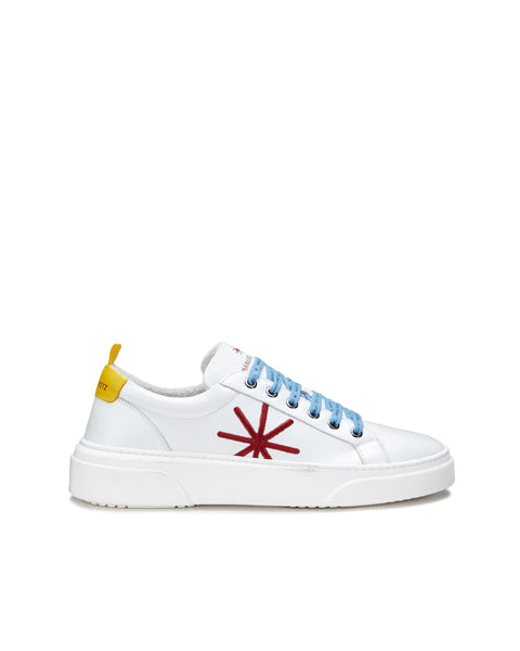 yellow leather logo sneakers