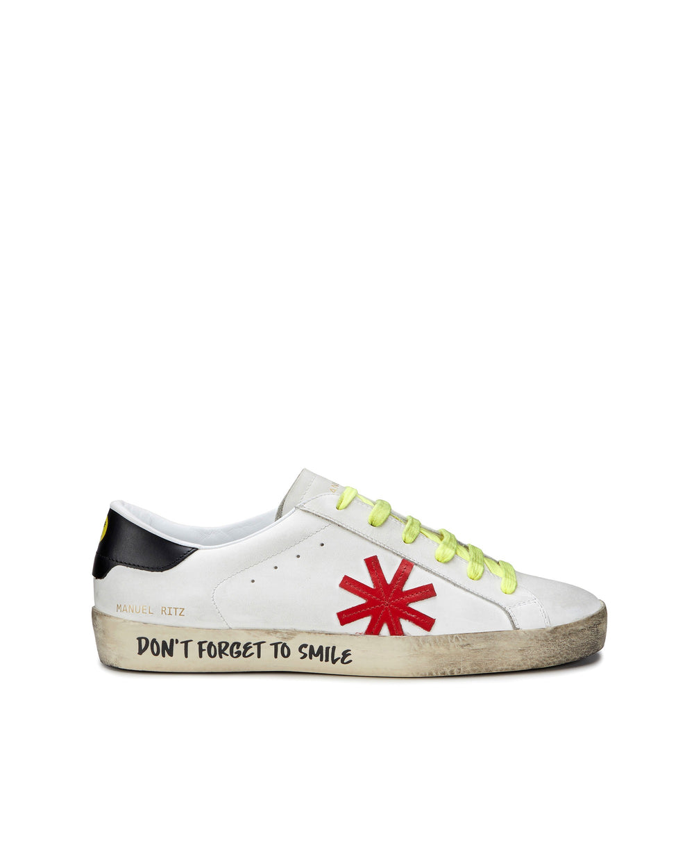 red "don`t forget ti smile" sneakers