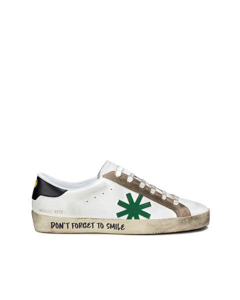 green "don`t forget ti smile" sneakers