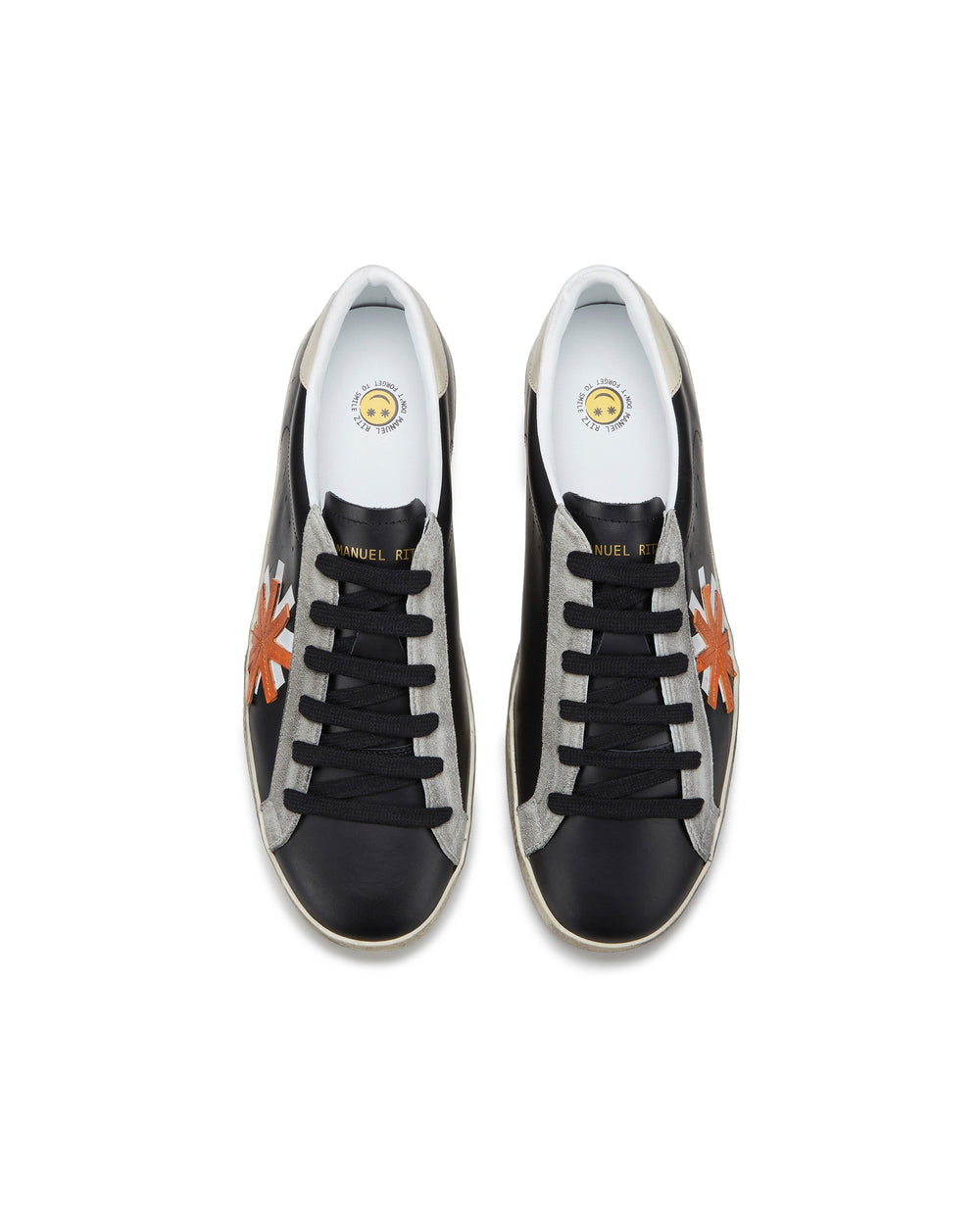 black "don`t forget to smile" sneakers