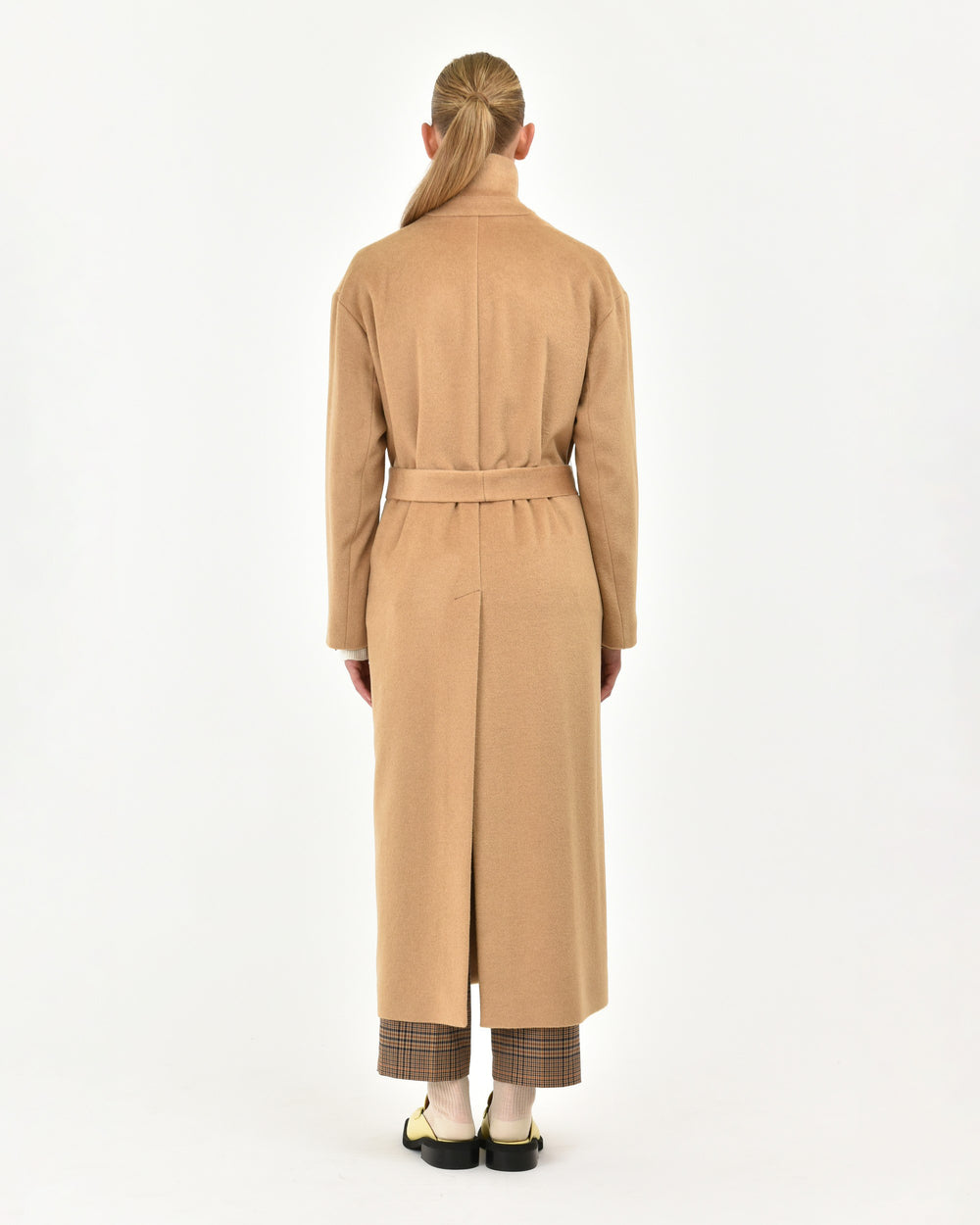 beige wool blend cloth robe coat