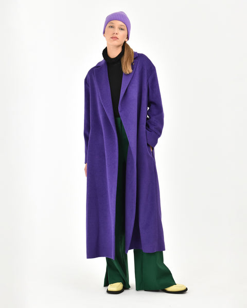 violet wool blend cloth robe coat