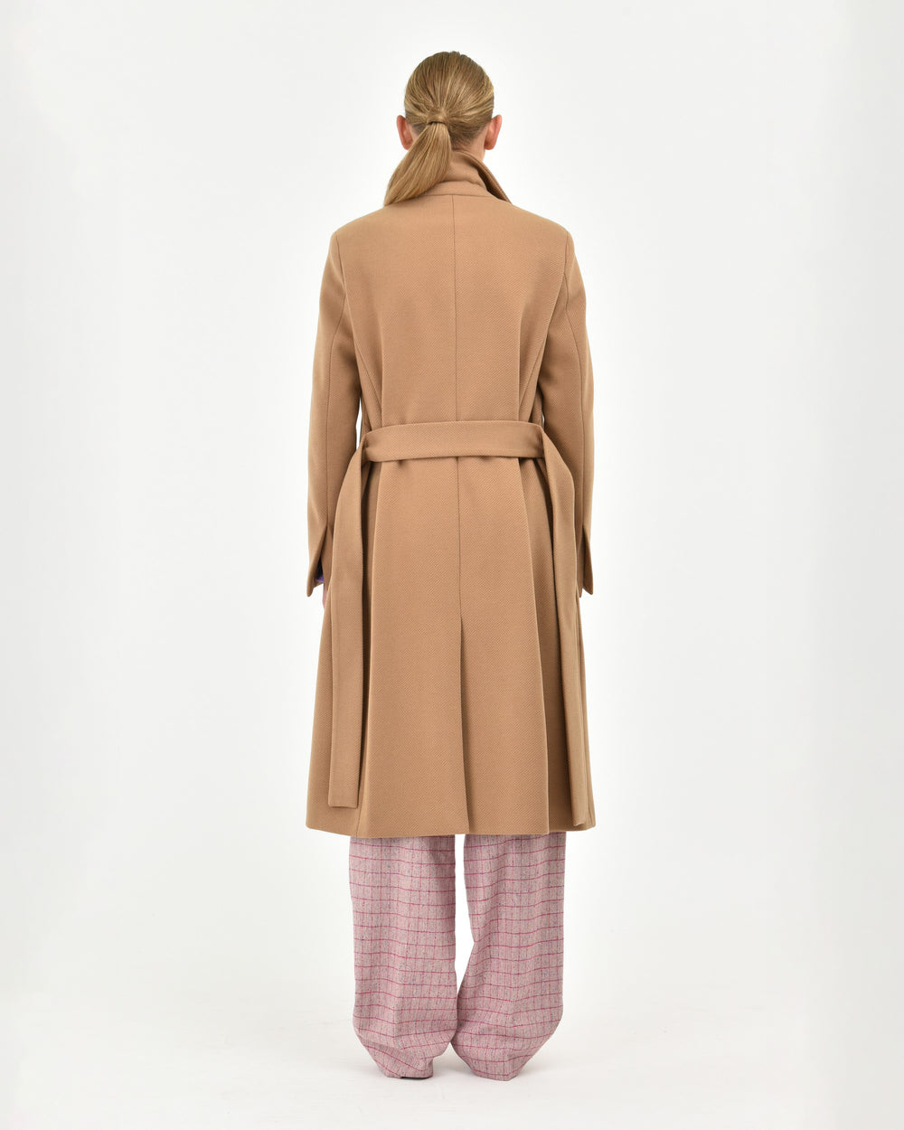 beige diagonal cloth coat